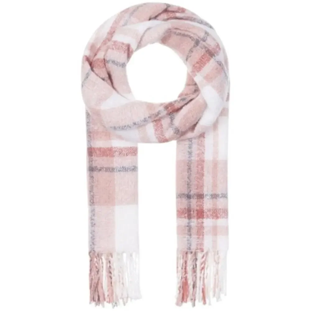 Mavi Jeans Pink and Silver Knit Plaid Scarf Wrap